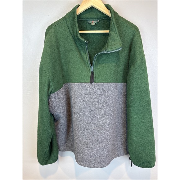 J.CREW Other - Vintage J Crew Oarsman Jacket Mens XL Green Fleece Pullover Quarter Zip USA Y2K